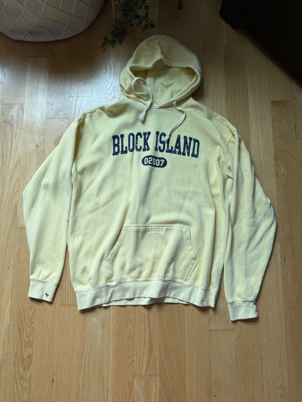 Block Island Yellow Pullover Hoodie Sweatshirt by